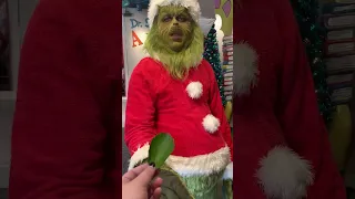 Girl Got Grinch Santa Leaf And He Throws It