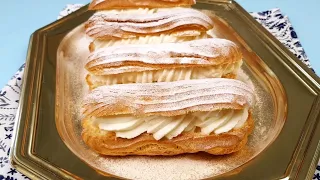 My favorites! Delicious vanilla and whipped cream eclairs