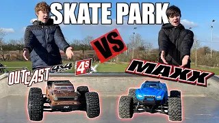 Traxxas Maxx 4s vs Arrma Outcast 4s - Skate Park Challange