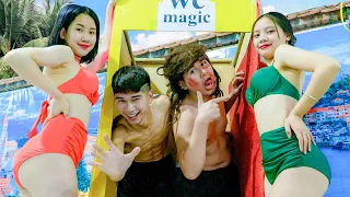 LOTTERY MAGIC ROOM PRANK BATTLE NERF Couple Girl Nerf guns AMAZING BOOTY PRANK WARS | LTV NERF WAR