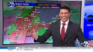 Weatherman finds out he has touch screen this whole time.