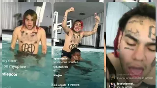 6ix9ine lets his nuts hang reveals he isnt locked up cooling it at the pool