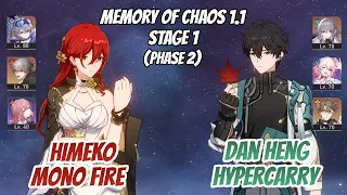 Lvl 40 Himeko x SW Mono Fire & Dan Heng Hyper Memory of Chaos Stage 1 (3 Stars) | Honkai Star Rail