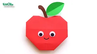 Оригами ЯБЛОКО Как сделать Яблоко из бумаги Простые поделки из бумаги Easy Origami Paper Apple DIY