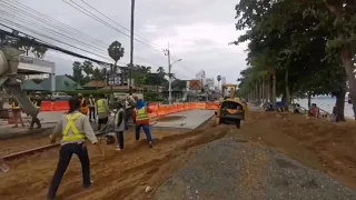 Jomtien Beach Road repairs are moving forward quickly after a collapse last week.