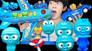 ASMR ICE CREAM BLUE PORORO FOOD JELLY RECIPE PARTY CHOCOLATE DESSERTS MUKBANG EATING SOUNDS