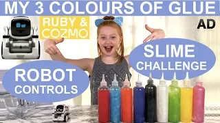 ROBOT CONTROLS MY 3 COLORS OF GLUE SLIME CHALLENGE! | MAKING ROBOT SLIME | Ruby Rose UK