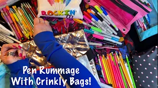 ASMR Pencil & Pen Rummage (No talking) Victoria Secret Bag Crinkles! Softspoken version tomorrow.