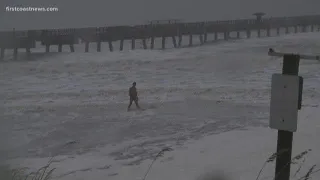 Massive waves lash Jacksonville Beach Pier