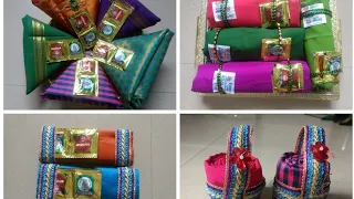 4 Types of Blouse piece Folding & Decoration for Bagina | Easy/Beautiful Gouri  Festival return Gift