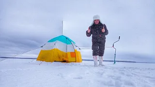 Зимняя РЫБАЛКА. Ловля ЛЕЩА зимой в палатке. ПОКЛЕВКИ водохранилище FISHING.