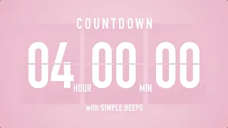 4 Hours Countdown Flip Clock Timer / Simple Beeps 🌸🔔