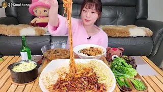 [MUKBANG] 매콤 낙지볶음 ♥ 묵사발, 계란찜 [ Nakji-bokkeum (Spicy Stir-fried Octopus) ]