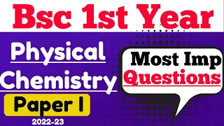 Bsc 1st Year Chemistry (Paper-1)Important Question In Hindi||Physical Chemistry 2022-23 Imp Question