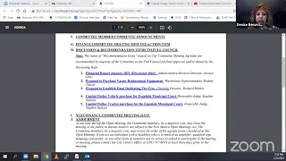 Finance Committee Zoom Meeting