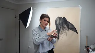 Relaxing portrait drawing with charcoal powder, full process + exciting news