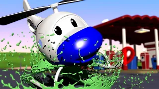 Odtahové auto pro děti - Vrtulník Hektor upustil plechovku z barvou a zřítil se  Odtahové auto Tom