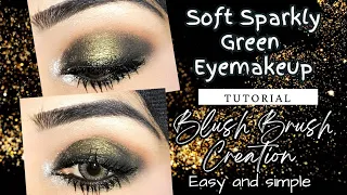 5 MINUTE Easy Soft Sparkly Green Eye Look for Everyday Wear | Party eye make-up look #makeup