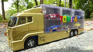 12 Disney Cars and Golden Mini Car Storage Truck