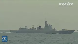 China's guided-missile destroyer conducts live-fire drills