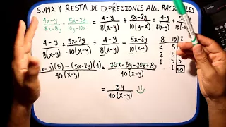 Suma y resta de expresiones algebraicas racionales - Parte 2