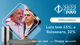 DataFolha para presidência: Lula tem 45%, e Bolsonaro, 32%