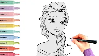 Elsa Drawing for Kids| Frozen Painting and Coloring| Elsa and Anna Drawing Ideas for Children 🖍️