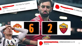 CR7 LEGGE I COMMENTI SOTTO AI POST DELLA ROMA | GREVE | MANCHESTER UNITED-ROMA 6-2