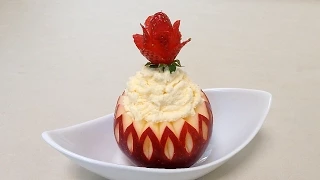Apple Cupcake Fruit for Kids Party - Beginners L 66 By Mutita Art Of Fruit Carving