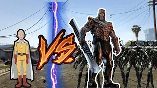 GTA 5 -Saitama (One Punch Man) vs Thanos Army SUPERHERO BATTLE