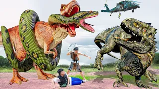 New Hollywood Movie (2023) Dinosaur Attack | T-rex Vs Anaconda | Jurassic Park 7 | Dinosaur