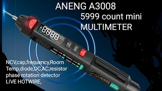 ANENG A3008 MINI PEN MULTIMETER 5999 COUNT 3 5/6 DIGITAL VA SCREEN.with(phase rotation direction).