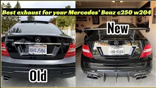 Mercedes Benz c250 BEST EXHAUST + single tip to quad tip conversion