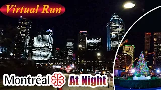 Virtual Run - Video for Treadmill - 🌟 Night Run : Montreal Downtown in December 🎄