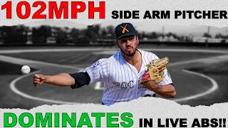 102 MPH Side Arm Pitcher DOMINATES in Live At Bats!!!