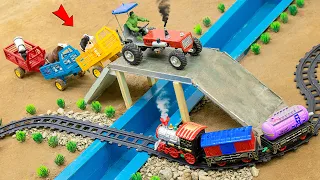 Diy tractor making mini Concrete bridge #4  diy tractor  water pump  @KeepVilla  Miniature Farm