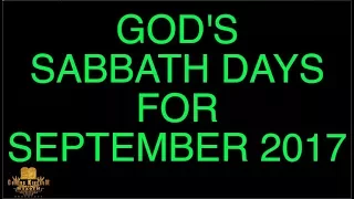 New Moon Report / Sabbath Days For September 2017.