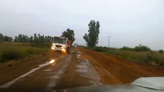 Muddy road in the rain outside of Bothaville