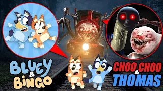 Drone Catches CHOO CHOO CHARLES AND THOMAS THE TRAIN VS BLUEY AND BINGO!! (THEY FOUGHT)