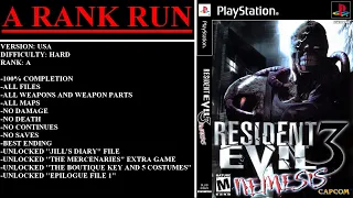 Resident Evil 3: Nemesis [USA] (PlayStation) - (Longplay | A Rank Run | Hard Difficulty)