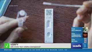 VERIFY: Are COVID test strips contagious after use?