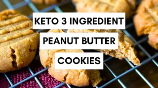 3 Ingredient Keto Peanut Butter Cookies 🥜I Quick & Low Carb Dessert | ONLY 2g Net Carbs