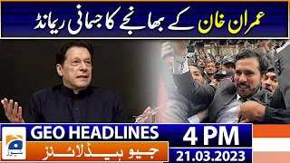 Geo Headlines Today 4 PM | Physical remand of Hassan Niazi | 21st March 2023