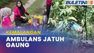 KEMALANGAN | Dua Cedera Ambulans Jatuh Gaung