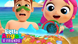 Jill's ULTIMATE Mermaid Glam Day Play Outside at the Beach Song | Little Angel And Friends Kid Songs