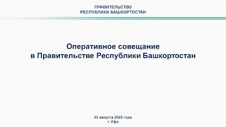 Оперативное совещание в Правительстве Республики Башкортостан: прямая трансляция 22 августа 2022года