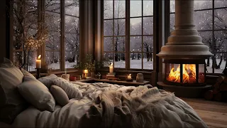Peaceful Bedroom Haven | Fireplace Ambience | Cozy Winter Atmosphere