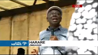 Morgan Tsvangirai addresses masses outside Zim Parliament