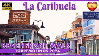 SUNNY SEASIDE VIBES: Beachfront Walk LA CARIHUELA Torremolinos Spain 2024 [4K]