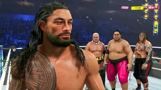 Yokozuna Umaga & Rikishi Vs Roman Reigns Brock Lesnar & John Cena WWE 2K23